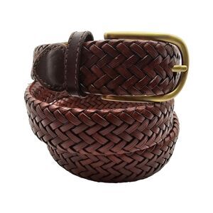 Perry Ellis Portfolio Leather Braided Belt Brown Brass 38 - 95